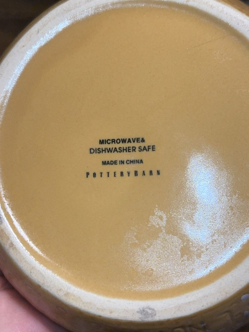 pottery barn microwave and dishwasher safe bowl in a yellow gold color - Picture 6 of 6